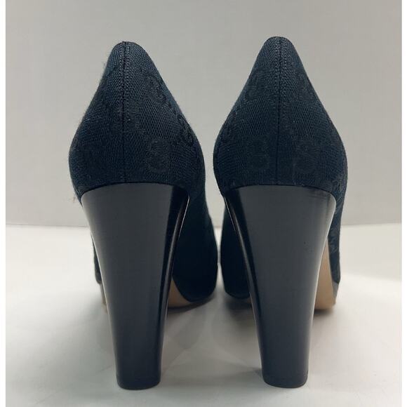 Gucci GG Monogram Canvas Black Platform Heels Classic Design EU 39C Box/Dust Bag - Picture 3 of 9